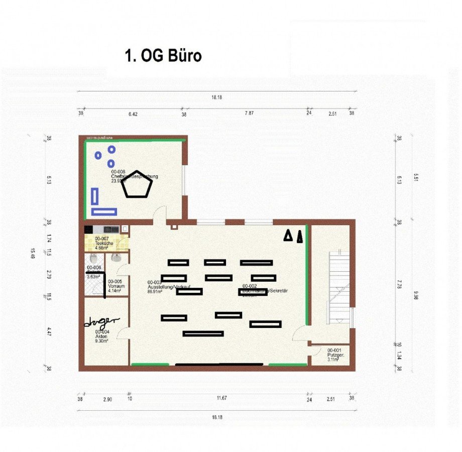 Grundriss 1.OG B�rohaus Braunschweig