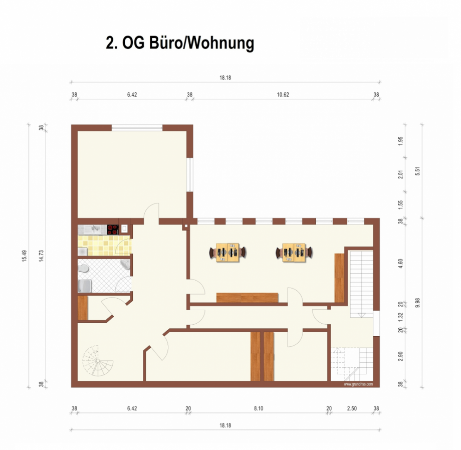 Grundriss 2.OG B�rohaus Braunschweig