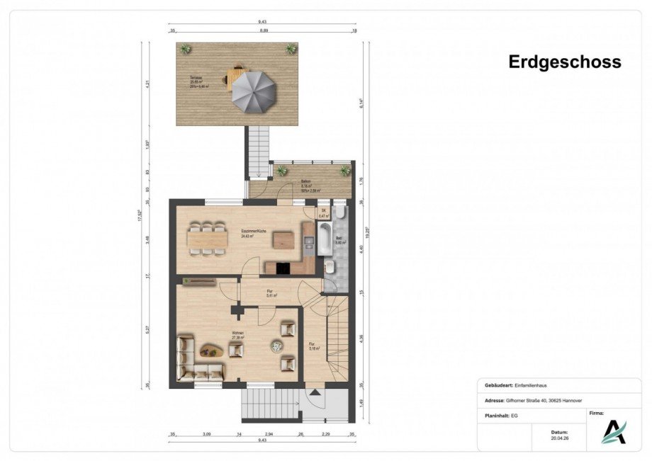 Grundriss_EG Reihenmittelhaus Hannover