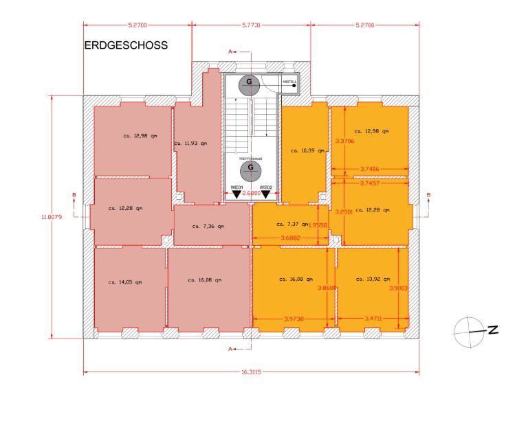 Grundriss Erdgeschoss Mehrfamilienhaus Braunschweig