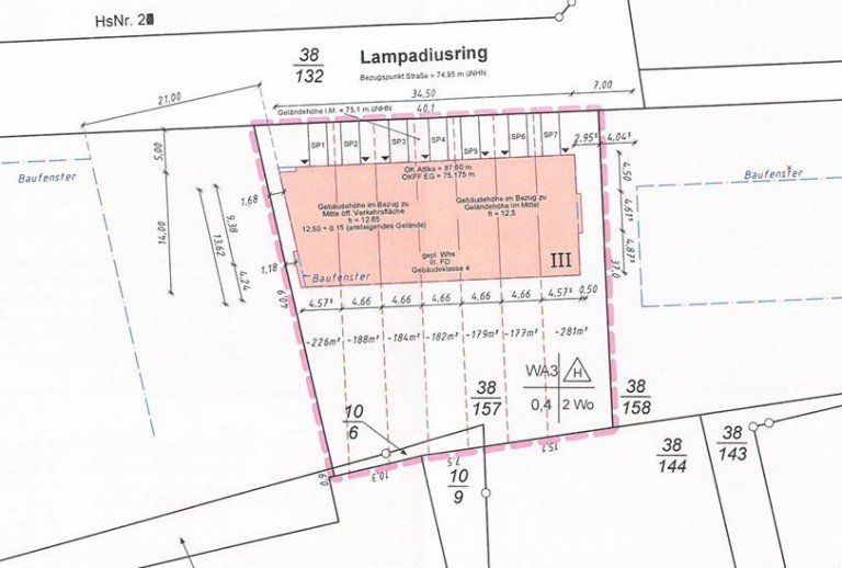 Baugrundst�cksplan Nordpark Braunschweig Gemischt-Grundst�ck 1417M� BAUGRUNDST�CK / REIHENHAUSBEBAUUNG // AM NORDANGER