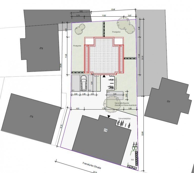 Freifl�chenplan Braunschweig Gemischt-Grundst�ck 523M� MFH BAUGRUNDST�CK IN DER FRANKFURTER STRASSE // KURZFRISTIG BEBAUBAR